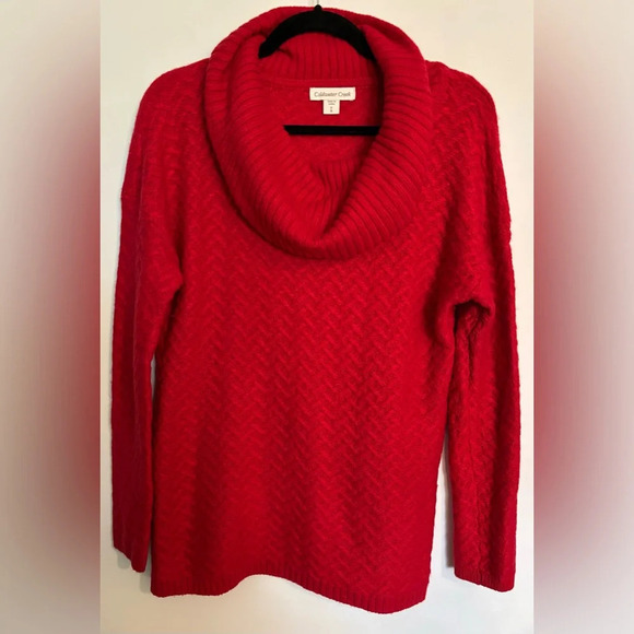 Coldwater Creek Womens Red Cowl Neck Cashmere Wool Blend Size Small Sweater - Picture 1 of 8